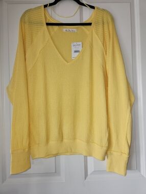 *NWT* Free People Yellow Waffle Knit Top